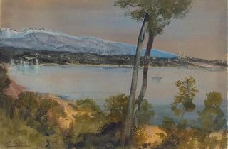 Alphonse Legros - Mountains Seen beyond a Lake.webp