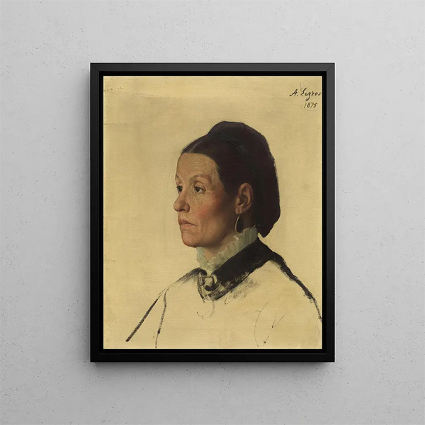 Portrait einer Frau - Alphonse Legros — gerahmtes Bild an der Wand