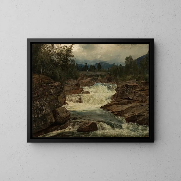 Fall des Hornindalsfossen, Nordfjord - Amaldus Nielsen — gerahmtes Bild an der Wand