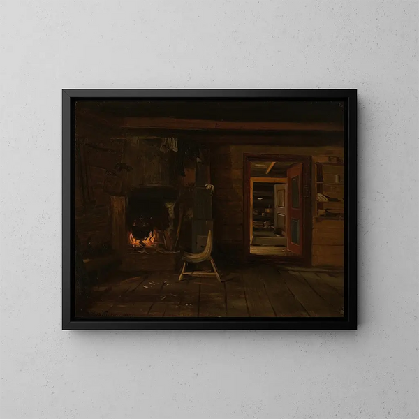 Innenansicht von Haslemo in Setesdal - Amaldus Nielsen — gerahmtes Bild an der Wand