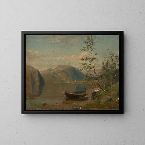 Strand bei Hardanger - Amaldus Nielsen — gerahmtes Bild an der Wand