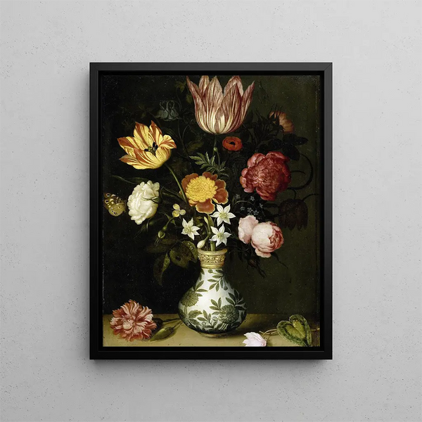 Stillleben mit Blumen in einer Vase Wanli - Ambrosius Bosschaert der Ältere — gerahmtes Bild an der Wand