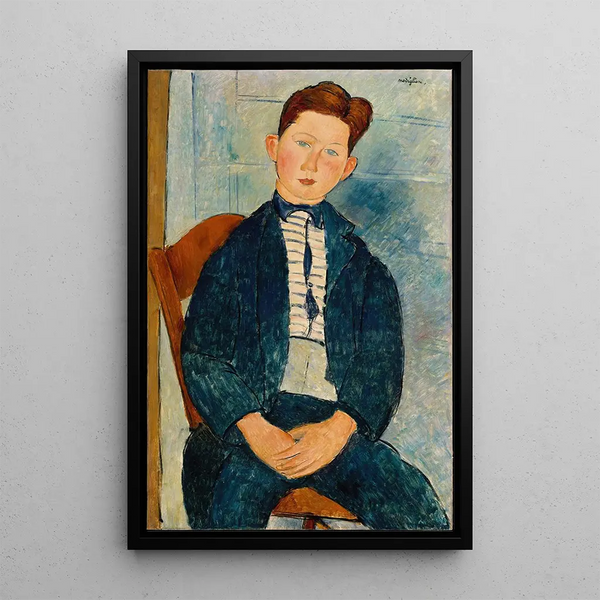 Junge im gestreiften Pullover - Amedeo Modigliani — gerahmtes Bild an der Wand