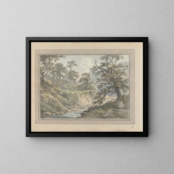 Ansichten in England, Schottland und Wales. Reise nach Schottland. Landschaft mit Bach - Amos Green — gerahmtes Bild an der Wand
