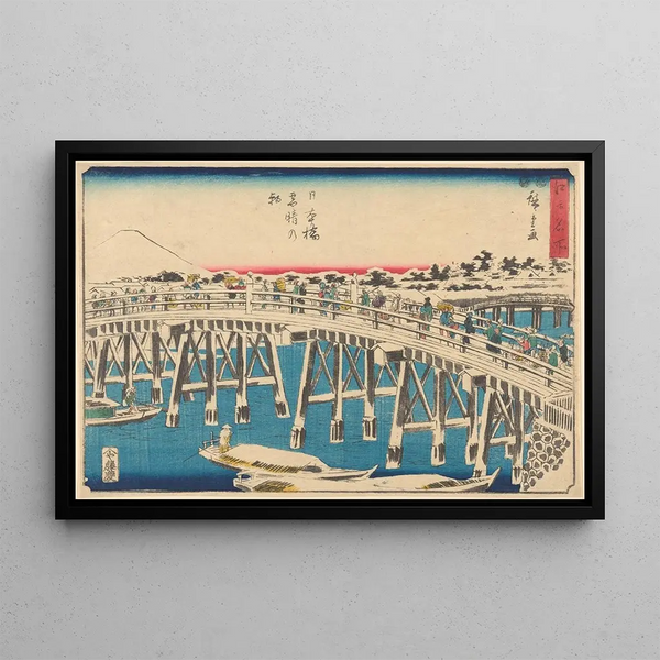 Nihonbashi unter dem Schnee - Andō Hiroshige — gerahmtes Bild an der Wand