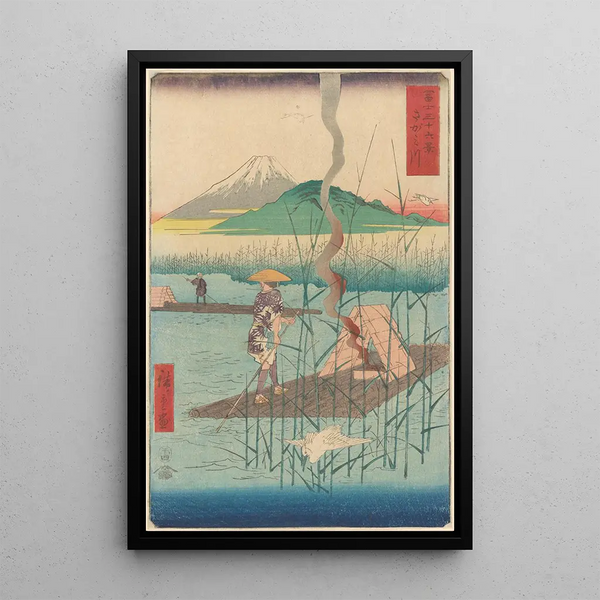 Reproduktion des Gemäldes Radeau Shoshiyu parmi les roseaux - Andō Hiroshige