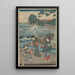 Drei Frauen und Wellen - Andō Hiroshige — gerahmtes Bild an der Wand