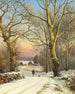Wintertag im Nordenwald von Zeeland Ein Mann spaziert mit dem Hund - Anders Andersen-Lundby — Ansicht des Kunstwerks