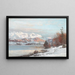 Landschaftsgemälde Winterlandschaft mit Morgenlicht auf den Bergen im Hintergrund Blick auf die Alpen - Anders Andersen-Lundby — gerahmtes Bild an der Wand