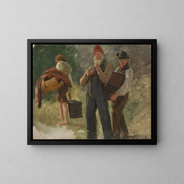 Studie von Bauern mit Lasten - Anders Askevold — gerahmtes Bild an der Wand