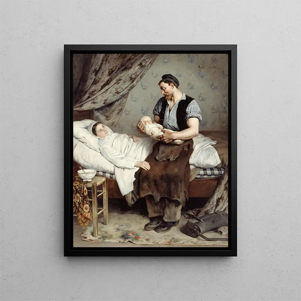 Das Neugeborene - André Gill — gerahmtes Bild an der Wand