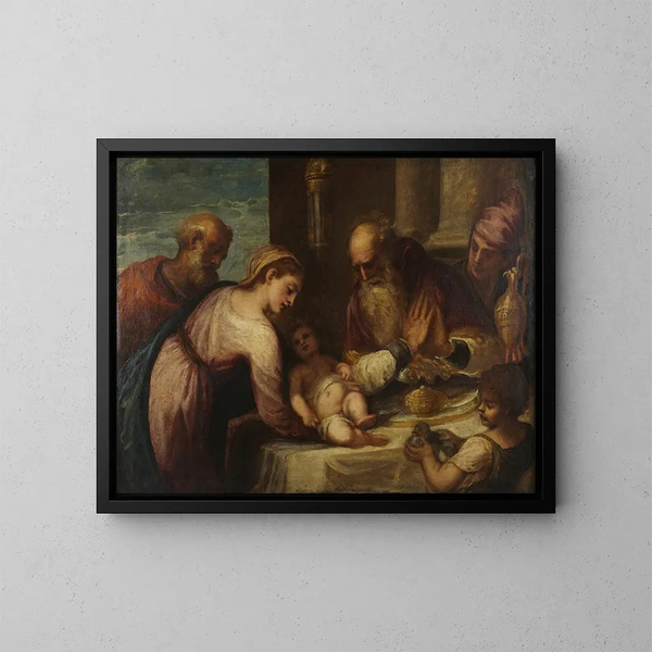 Präsentation im Tempel - Andrea Schiavone — gerahmtes Bild an der Wand