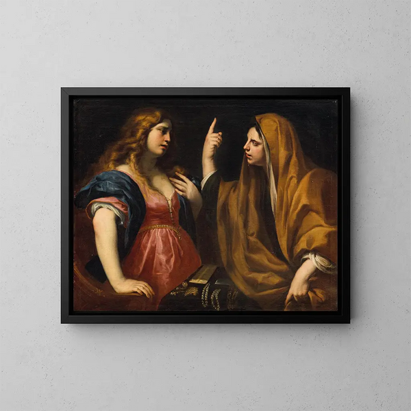 Martha und Maria - Andrea Vaccaro — gerahmtes Bild an der Wand