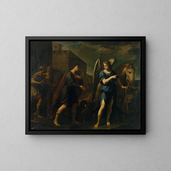 Tobias und der Erzengel Raphael - Andrea Vaccaro — gerahmtes Bild an der Wand