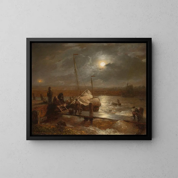 Rückkehr zum Vollmond - Andreas Achenbach — gerahmtes Bild an der Wand