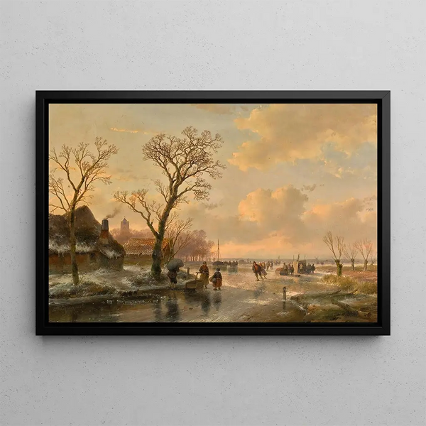 Andreas Schelfhout - Skaters on a frozen river (Case Conflict).webp