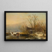 Winterlandschaft auf dem Eis mit Holzsammlern - Andreas Schelfhout — gerahmtes Bild an der Wand