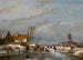Winterlandschaft mit Schlittschuhläufern und einem Koek-en-zopie - Andreas Schelfhout — Ansicht des Kunstwerks