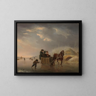 Andries Vermeulen - Winter Scene HorseSleigh on the Ice.webp