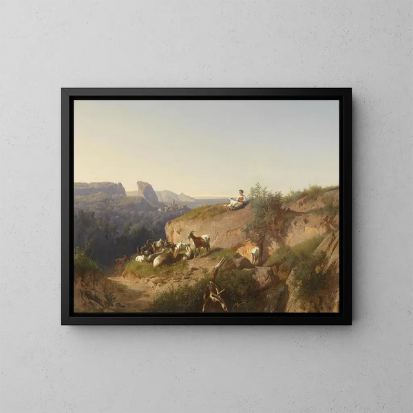 Bergère avec un troupeau - András Mark — gerahmtes Bild an der Wand