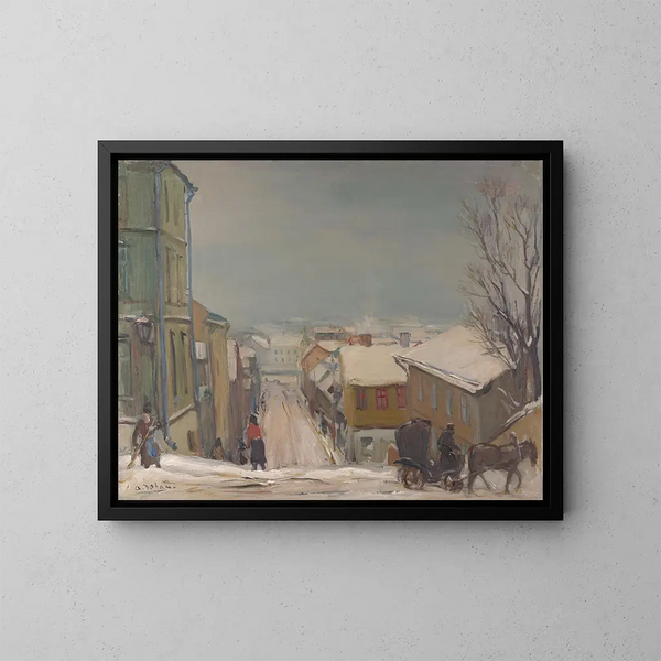 Winterlandschaft in Tartu, Liiva-Straße - Andrus Johani — gerahmtes Bild an der Wand