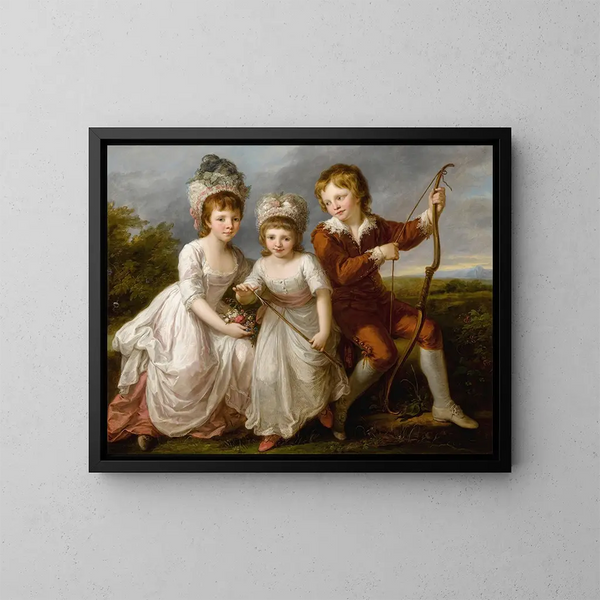 Portrait von drei Kindern - Angelica Kauffman — gerahmtes Bild an der Wand