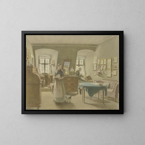 Wohnzimmer Bauernhaus - Angilbert Göbel — gerahmtes Bild an der Wand