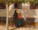 Frau von Skagen mit der kleinen Helga Ancher vor einem kalkweiß gestrichenen Haus unter der Sonne - Anna Ancher — Ansicht des Kunstwerks