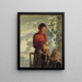 Zwei kleine Mädchen lernen nähen - Anna Ancher — gerahmtes Bild an der Wand
