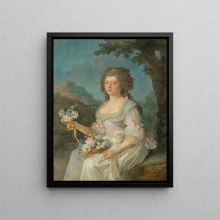 Anne VallayerCoster - Portrait de femme en buste tenant une corbeille de fleurs.webp