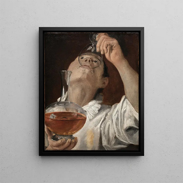Junge trinkend - Annibale Carracci — gerahmtes Bild an der Wand
