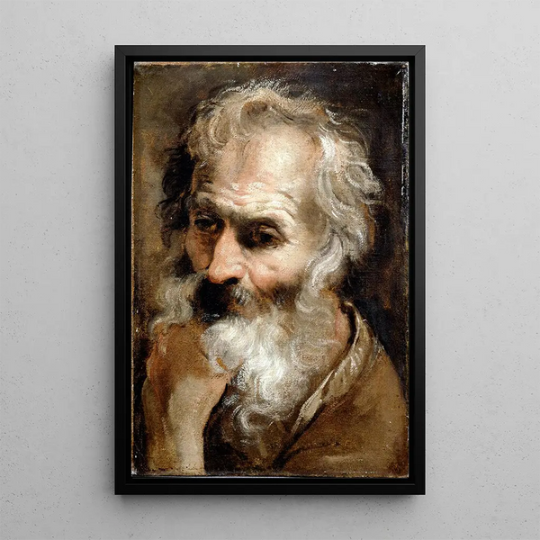 Kopf eines alten Mannes - Annibale Carracci — gerahmtes Bild an der Wand