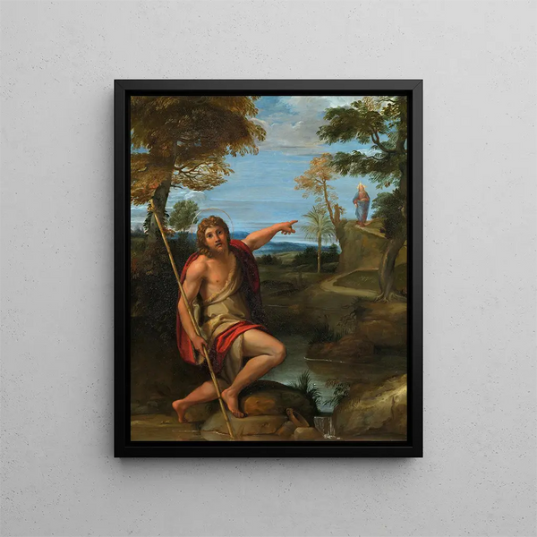 Johannes der Täufer bezeugt - Annibale Carracci — gerahmtes Bild an der Wand