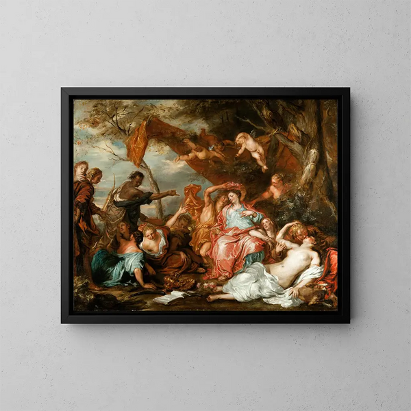 Amaryllis und Mirtillo, Szene aus Pastor Fido von Guarini - Anonym — gerahmtes Bild an der Wand