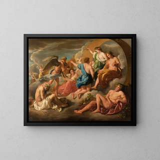 Apollon, der seinen Wagen an Phaéton anpasst - Anonym — gerahmtes Bild an der Wand