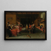 Inneneinrichtung einer Taverne oder eines Bordells mit Menschen, die trinken und Trictrac spielen - Anonym — gerahmtes Bild an der Wand