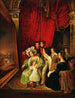 Der König Ludwig I. von Bayern und seine Familie betrachten gemeinsam das Gemälde Eintritt des Königs Otto von Griechenland in Nafplio von Peter von Hess 1835 - Anonym — Ansicht des Kunstwerks