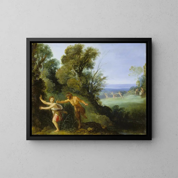Pan und Syrinx - Anonym — gerahmtes Bild an der Wand