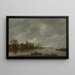 Ansicht eines Flusses mit einer Dorfbasilika - Anonym — gerahmtes Bild an der Wand