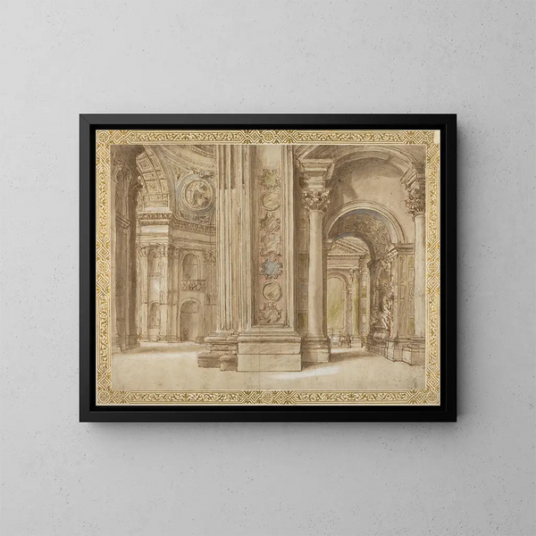 L'intérieur de Saint-Pierre à Rome - Anonyme — gerahmtes Bild an der Wand