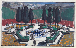 Anonymous - View of a Walled Octagonal Garden with Evergreen Trees.webp