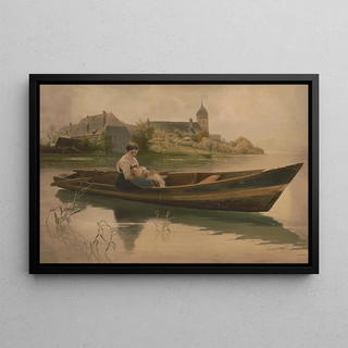 Anonymous - Woman holding infant in rowboat.webp