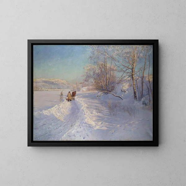 Ein Wintermorgen nach einem Schneefall in Dalarna - Anshelm Schultzberg — gerahmtes Bild an der Wand