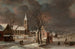 Winterlandschaft mit Schlittschuhläufern und einer Kirche im Hintergrund - Anthonie Beerstraaten — Ansicht des Kunstwerks