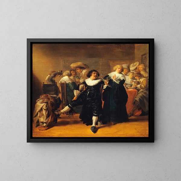Szene einer Kabarett-Show - Anthonie Palamedesz — gerahmtes Bild an der Wand