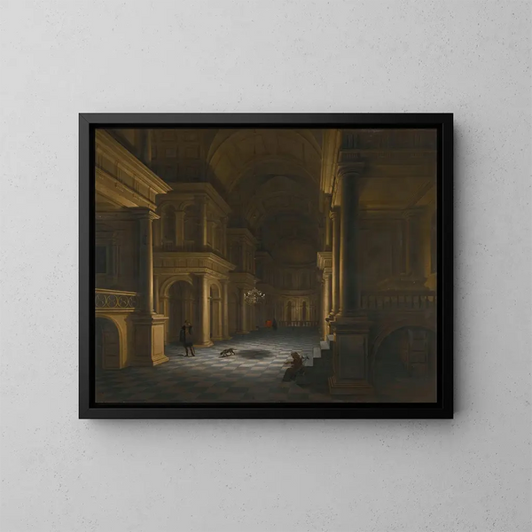 L'intérieur einer klassischen Kirche - Anthonie de Lorme — gerahmtes Bild an der Wand
