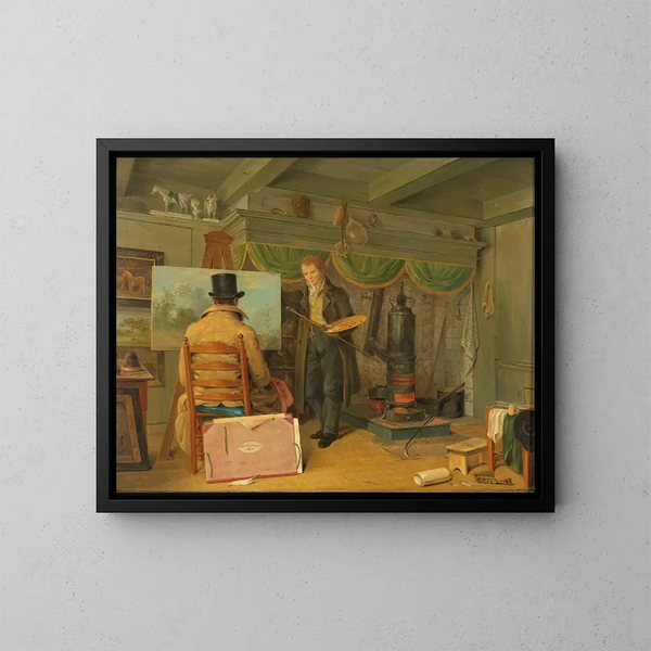 L'Künstler in seinem Atelier - Anthony Oberman — gerahmtes Bild an der Wand