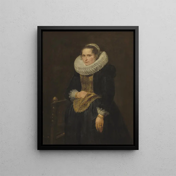 Portrait einer flämischen Dame - Antoine van Dyck — gerahmtes Bild an der Wand