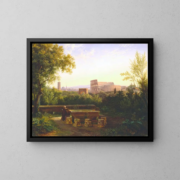 Ansicht des Kolosseums von den Orti Farnesiani - Antoine-Félix Boisselier — gerahmtes Bild an der Wand