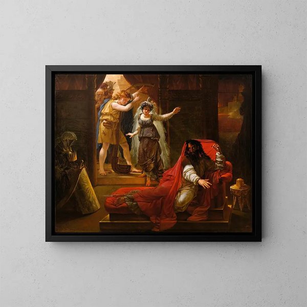 David, der für König Saul Harfe spielt - Antoine-Jean Gros — gerahmtes Bild an der Wand